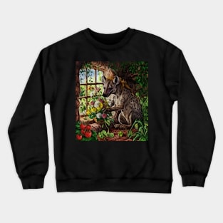 watercolor hyena with garden and mixed flowers Crewneck Sweatshirt